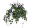 Artificial Purple Morning Glory Display in a 10" Round Willow Hanging Basket